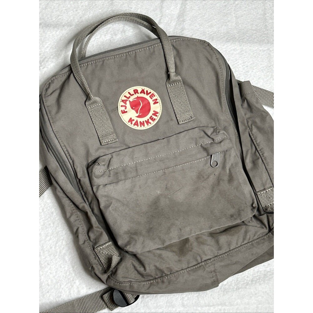 Fjallraven Kanken backpack Gray Red Summer Travel Camp *well loved